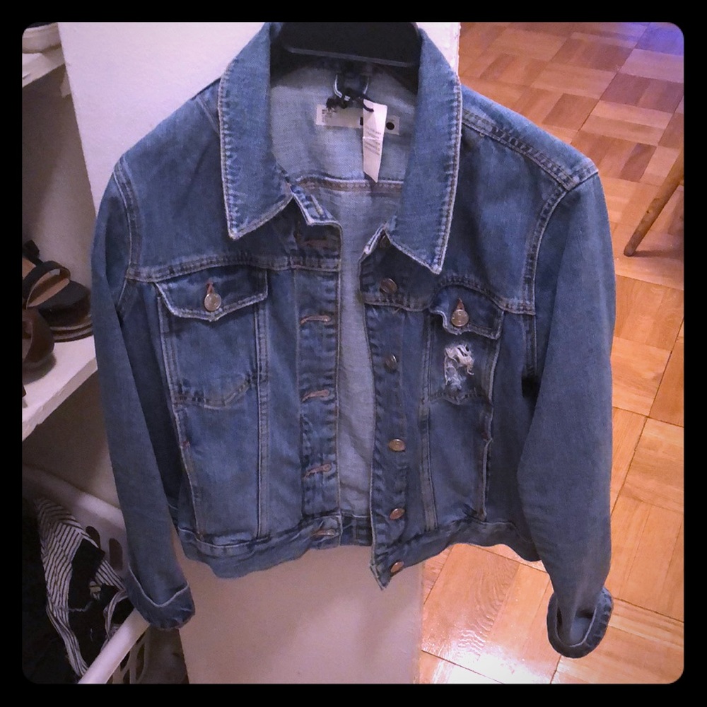 Trendy distressed Topshop jean jacket